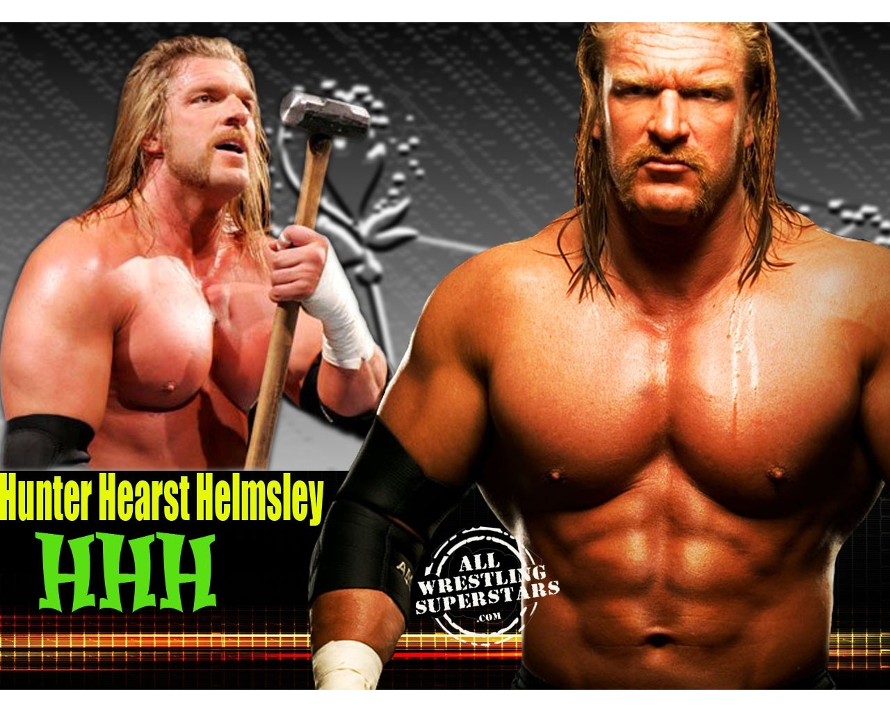 People 1280x1024 men Triple H WWE wwf wrestler wrestling sledge hammer sport shirtless
