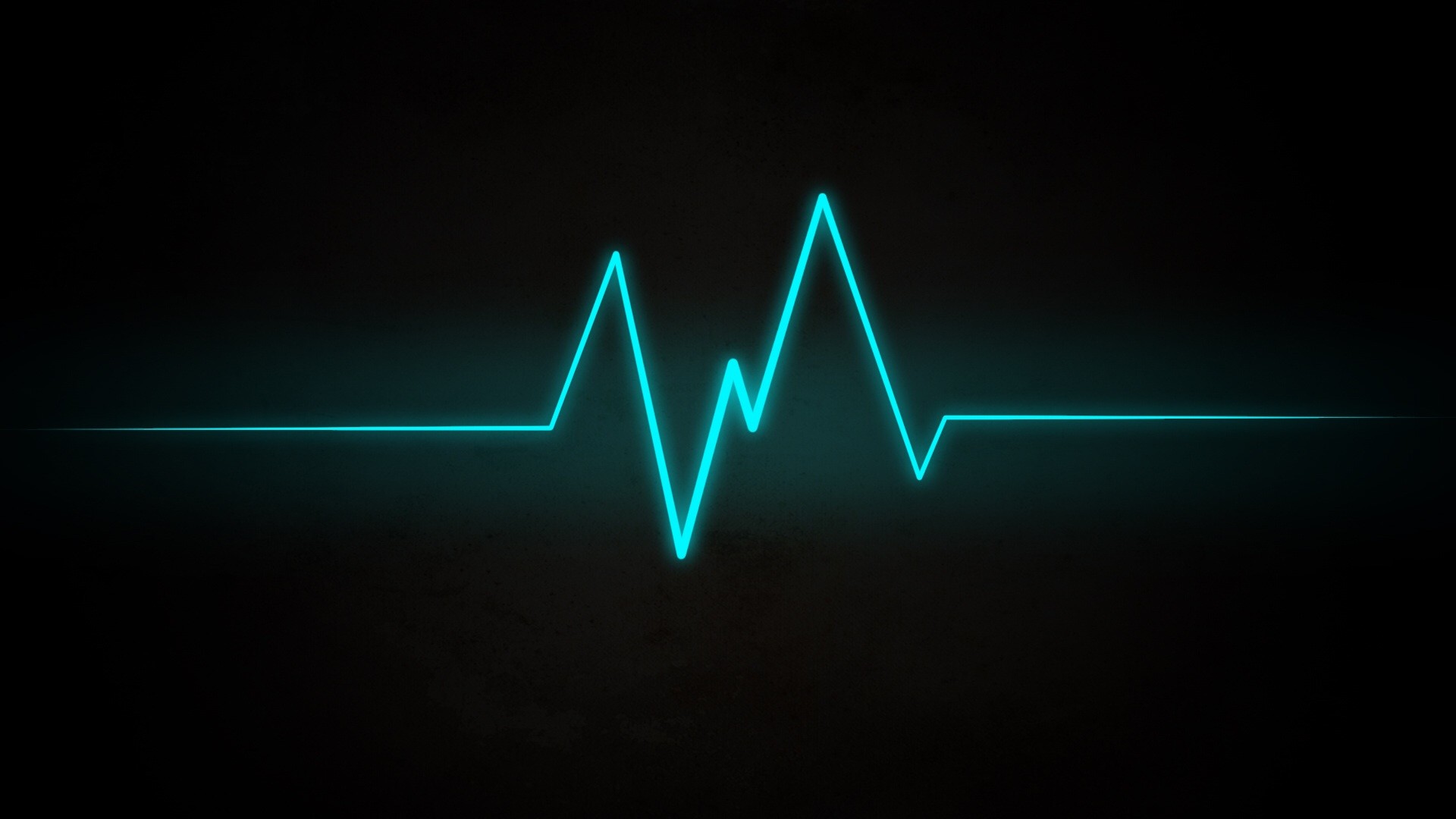 General 1920x1080 minimalism heartbeat pulse lines EKG digital art cyan black background neon