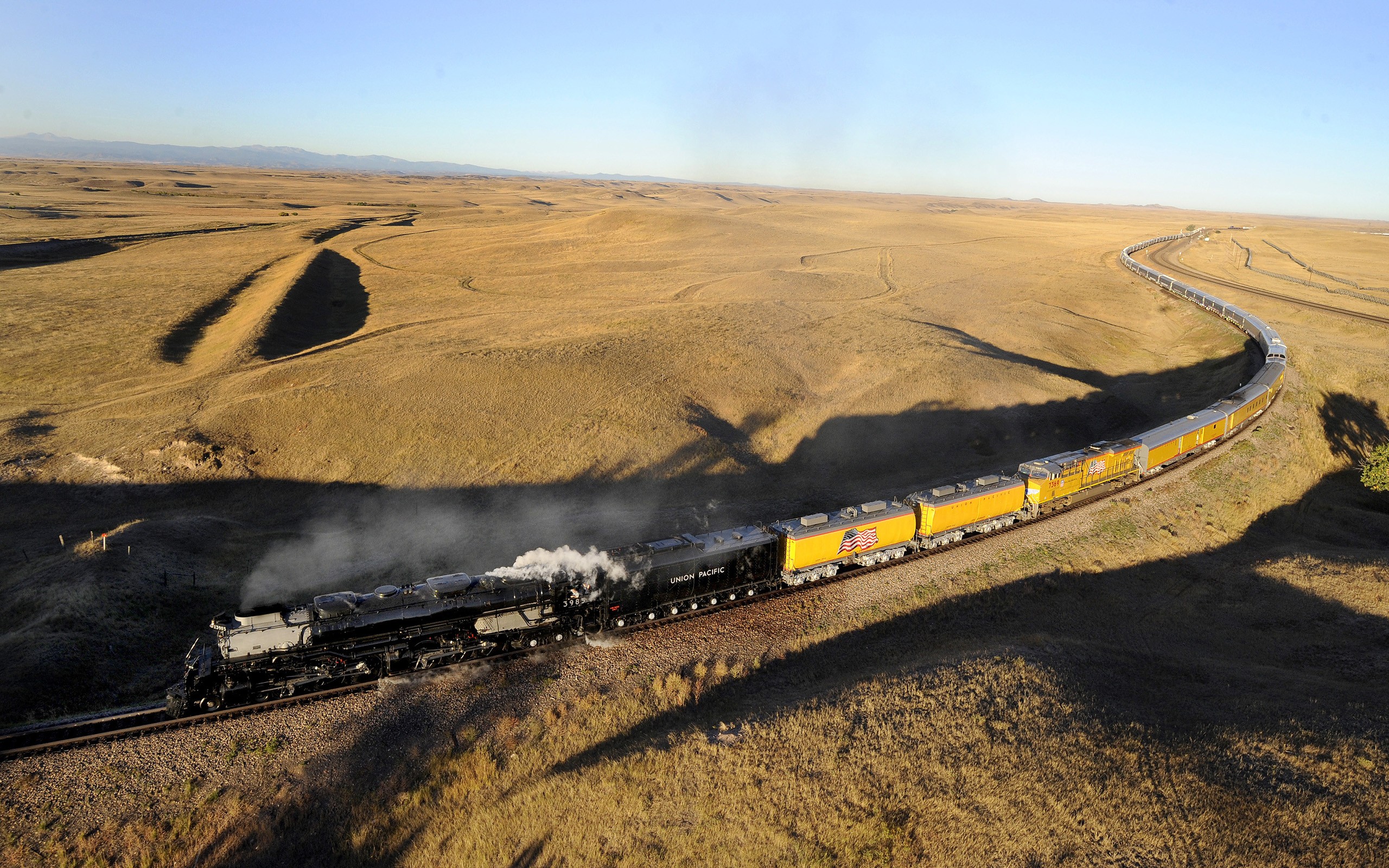 General 2560x1600 train steam locomotive diesel locomotive transport landscape vehicle USA