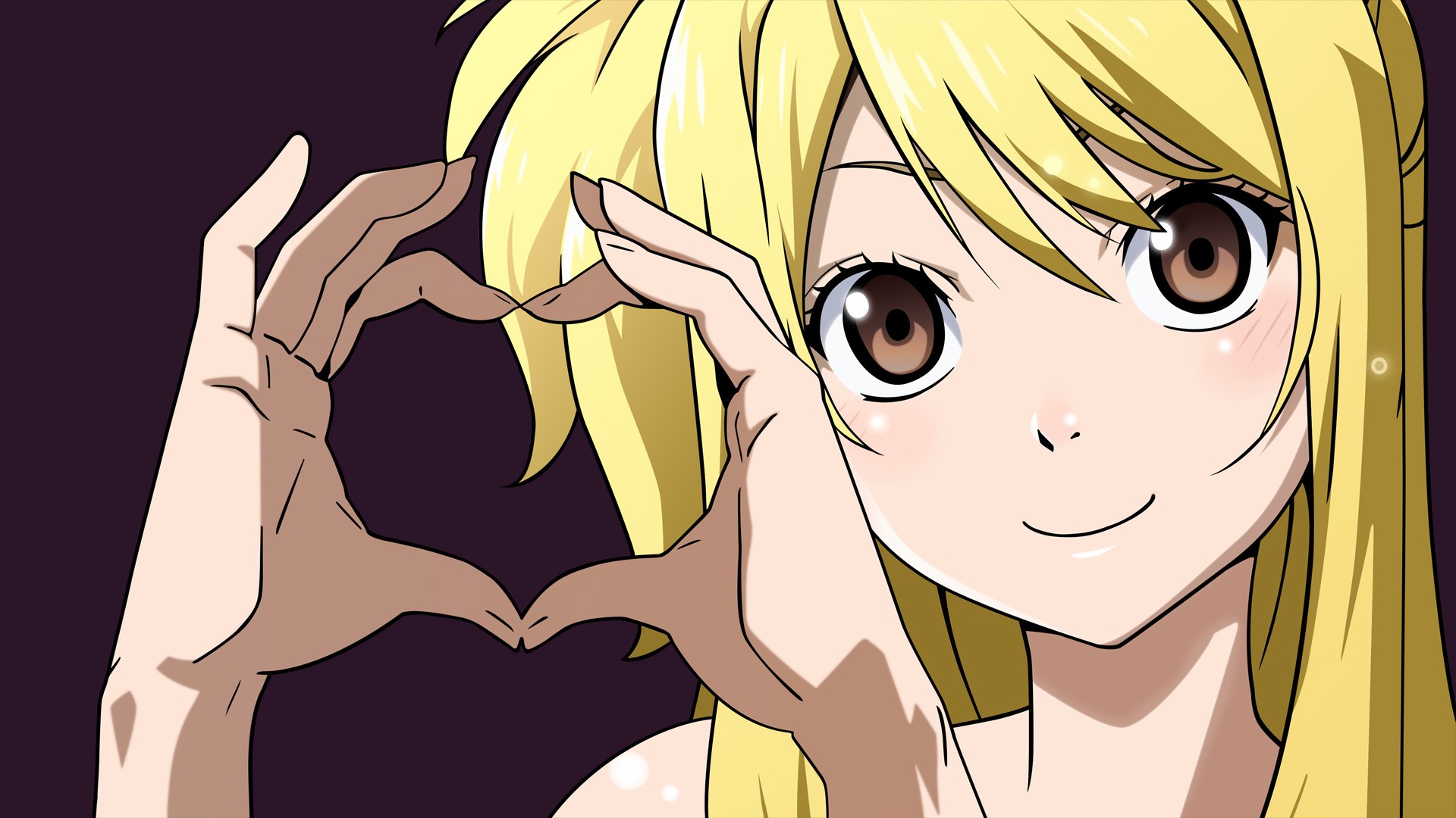 Anime 1920x1080 anime Fairy Tail Heartfilia Lucy  face smiling looking at viewer blonde closeup