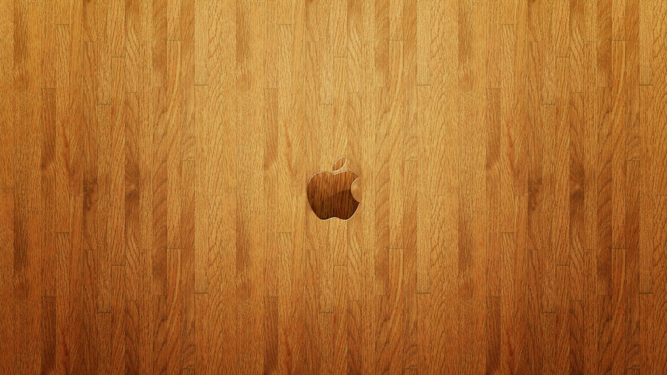 General 1366x768 wooden surface Apple Inc. logo