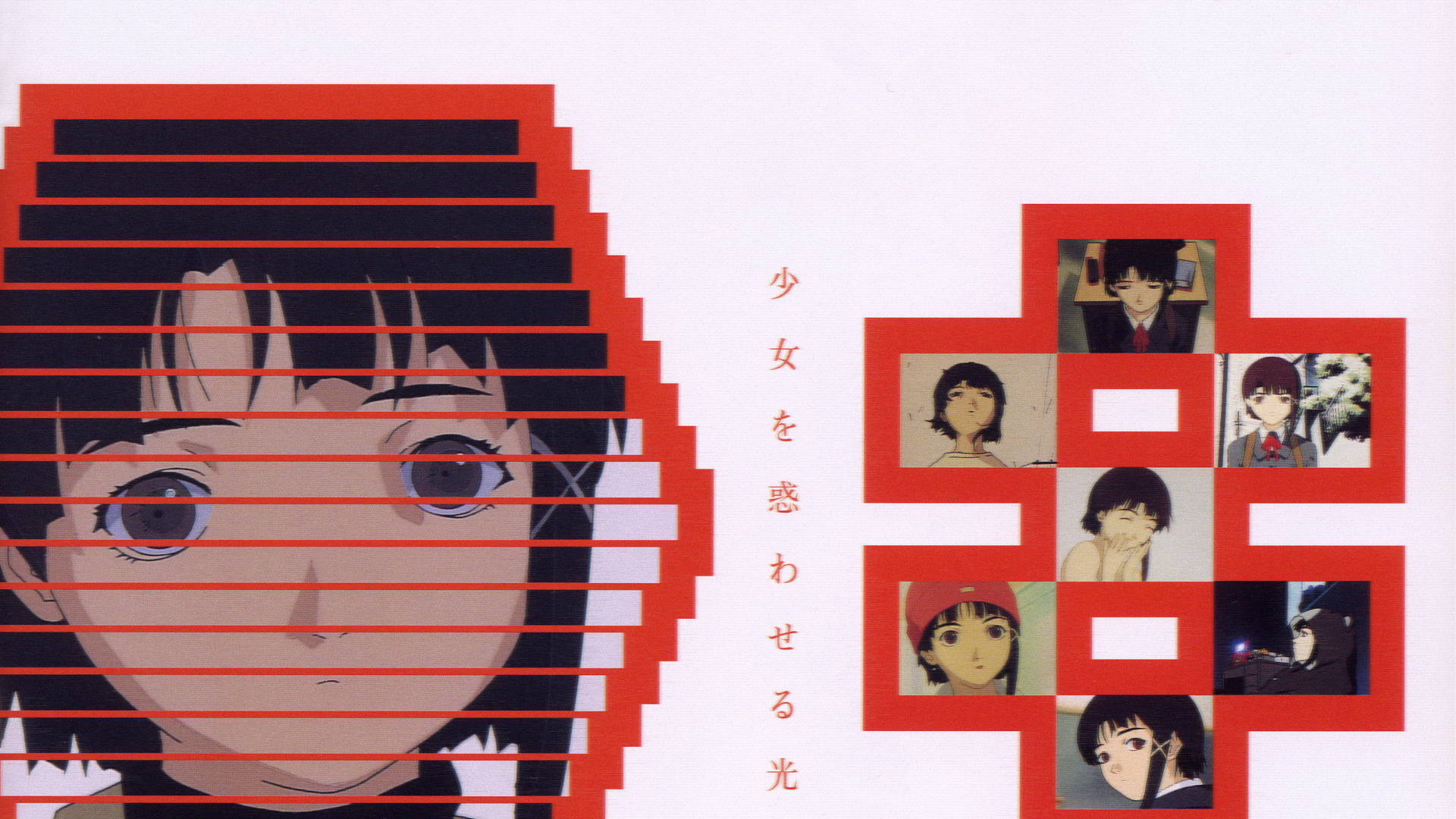 Anime 1920x1080 anime collage face anime girls simple background Lain Iwakura Serial Experiments Lain white background