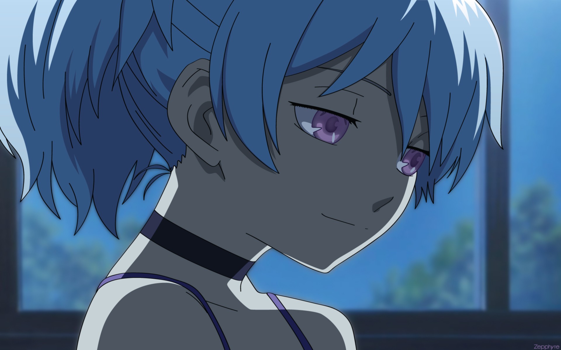 Anime 1920x1200 anime Darker than Black Yin anime girls face women blue hair closeup purple eyes