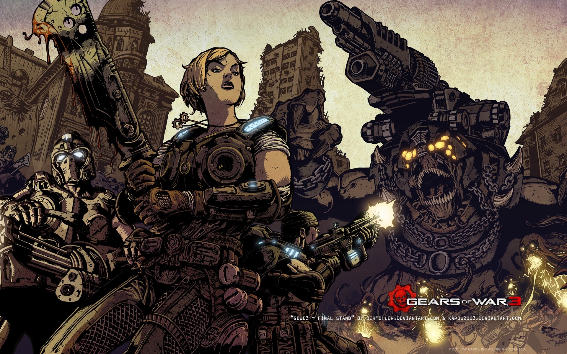 General 1920x1200 video games video game art video game girls creature Gears of War 3