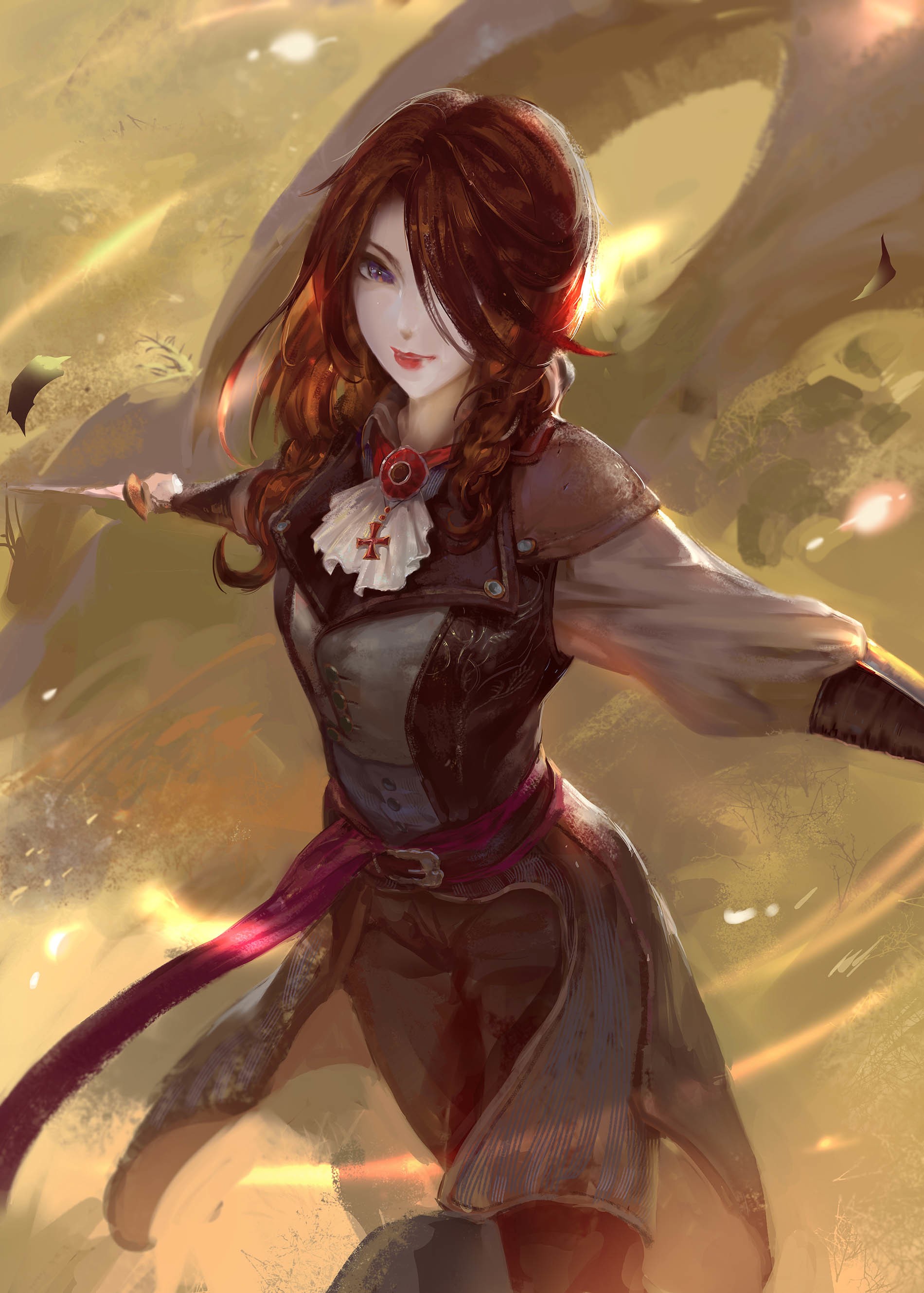General 1900x2659 fantasy art Assassin's Creed:  Unity Elise (Assassin's Creed: Unity) video game girls video game characters PC gaming video games hair over one eye redhead