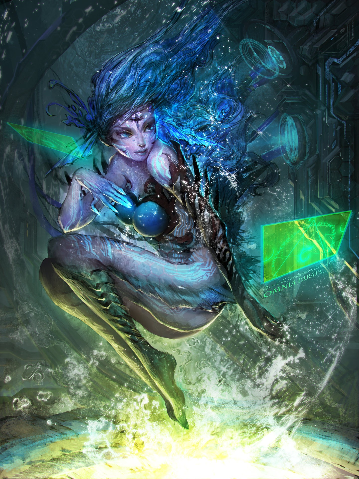General 1440x1920 fantasy art fantasy girl women blue hair long hair
