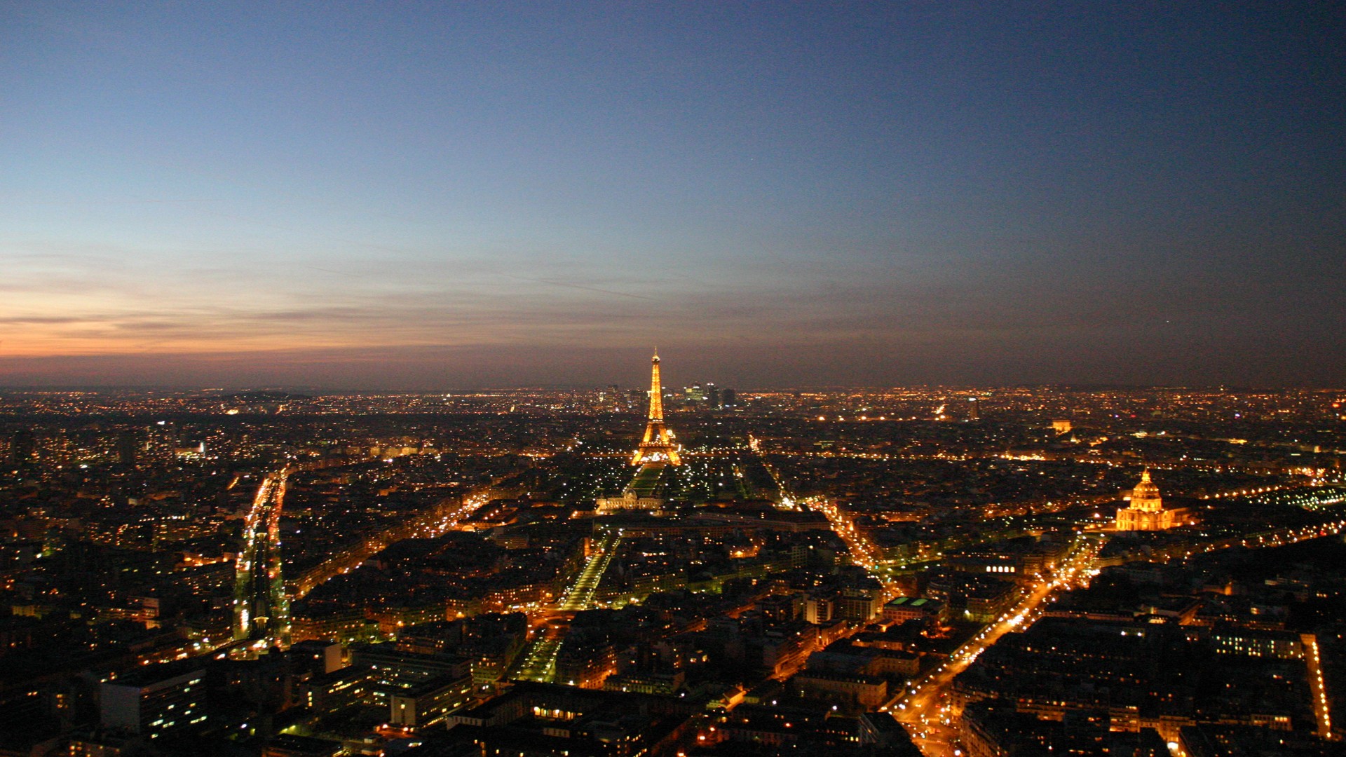 General 1920x1080 city Eiffel Tower street light cityscape city lights panorama sky France