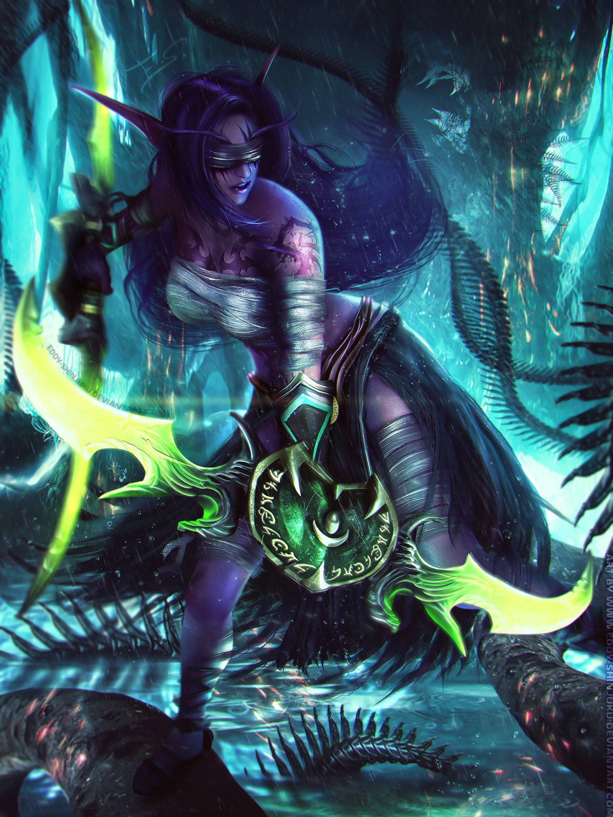 General 1200x1600 World of Warcraft realistic genderswap video games fantasy girl fantasy art PC gaming weapon pointy ears video game art women video game girls warrior DeviantArt Eddy Shinjuku