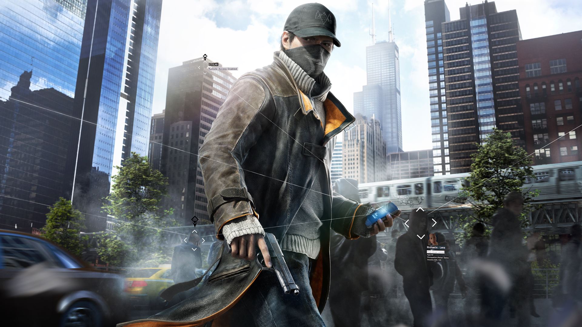 General 1920x1080 Aiden Pearce hacking Watch_Dogs gun Chicago video games digital art video game art weapon science fiction video game men