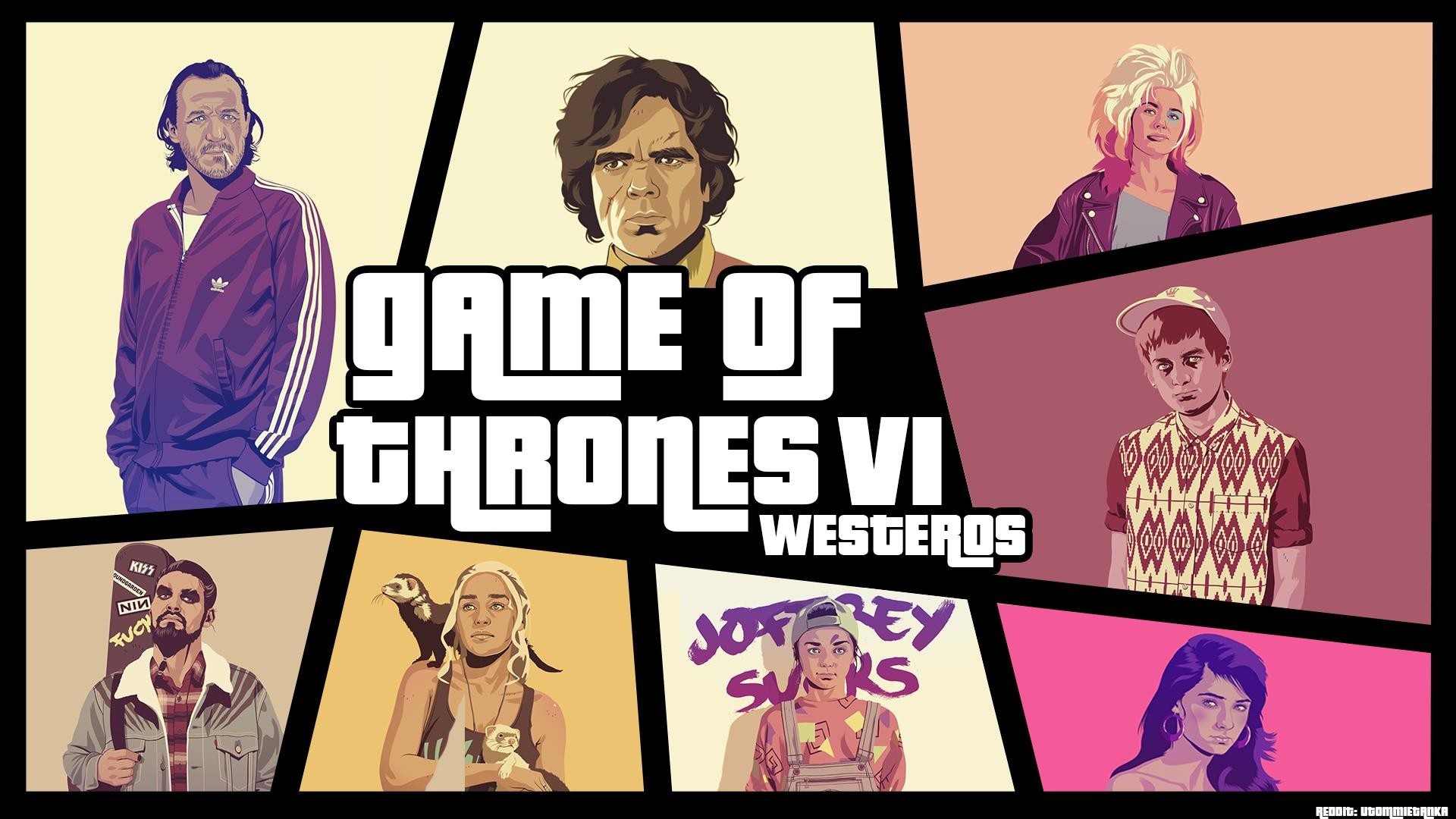 General 1920x1080 Game of Thrones Grand Theft Auto IV Grand Theft Auto crossover parody mix up video games TV series collage