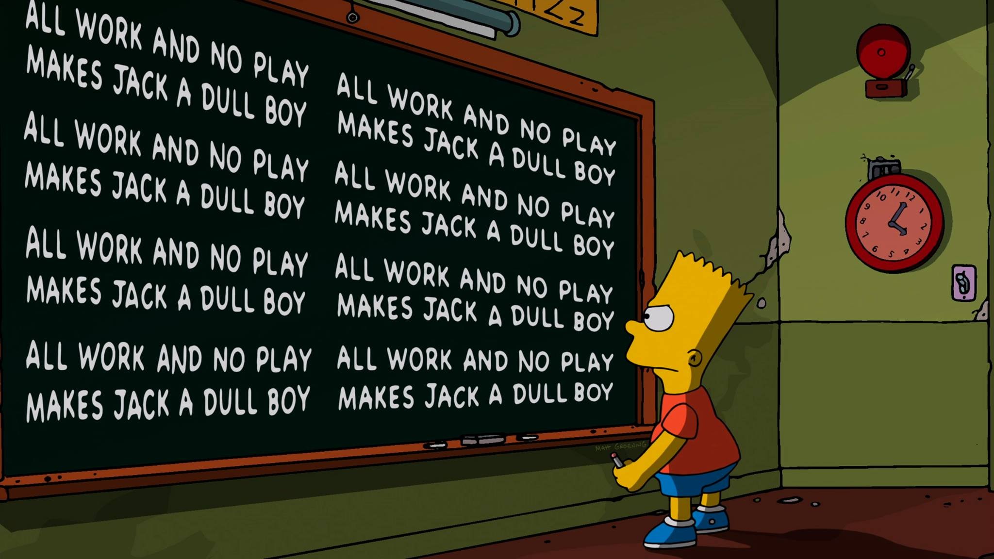 General 2048x1152 The Simpsons Bart Simpson chalkboard cartoon humor The Shining TV series