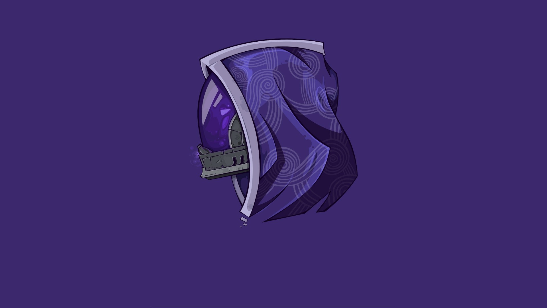 General 1920x1080 Mass Effect minimalism helmet science fiction artwork simple background video games Tali'Zorah purple PC gaming video game art purple background