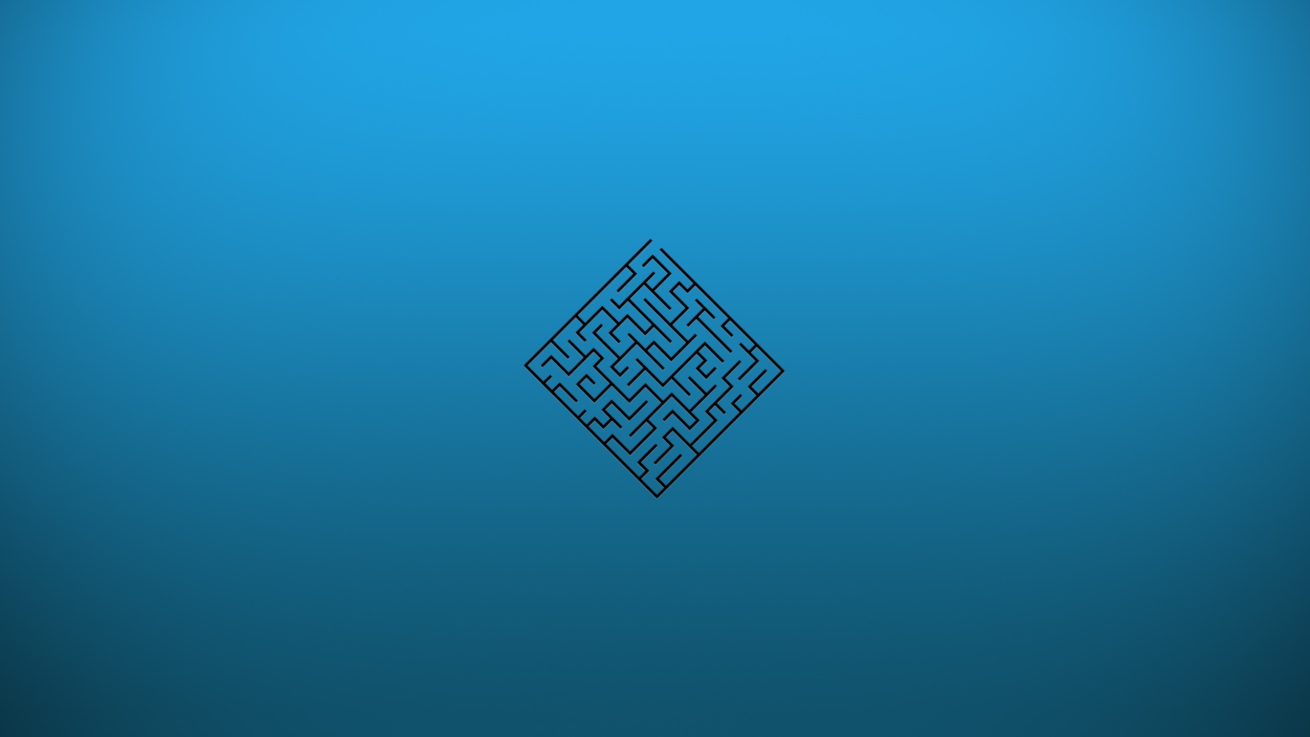 General 2560x1440 maze artwork blue background geometric figures simple background minimalism