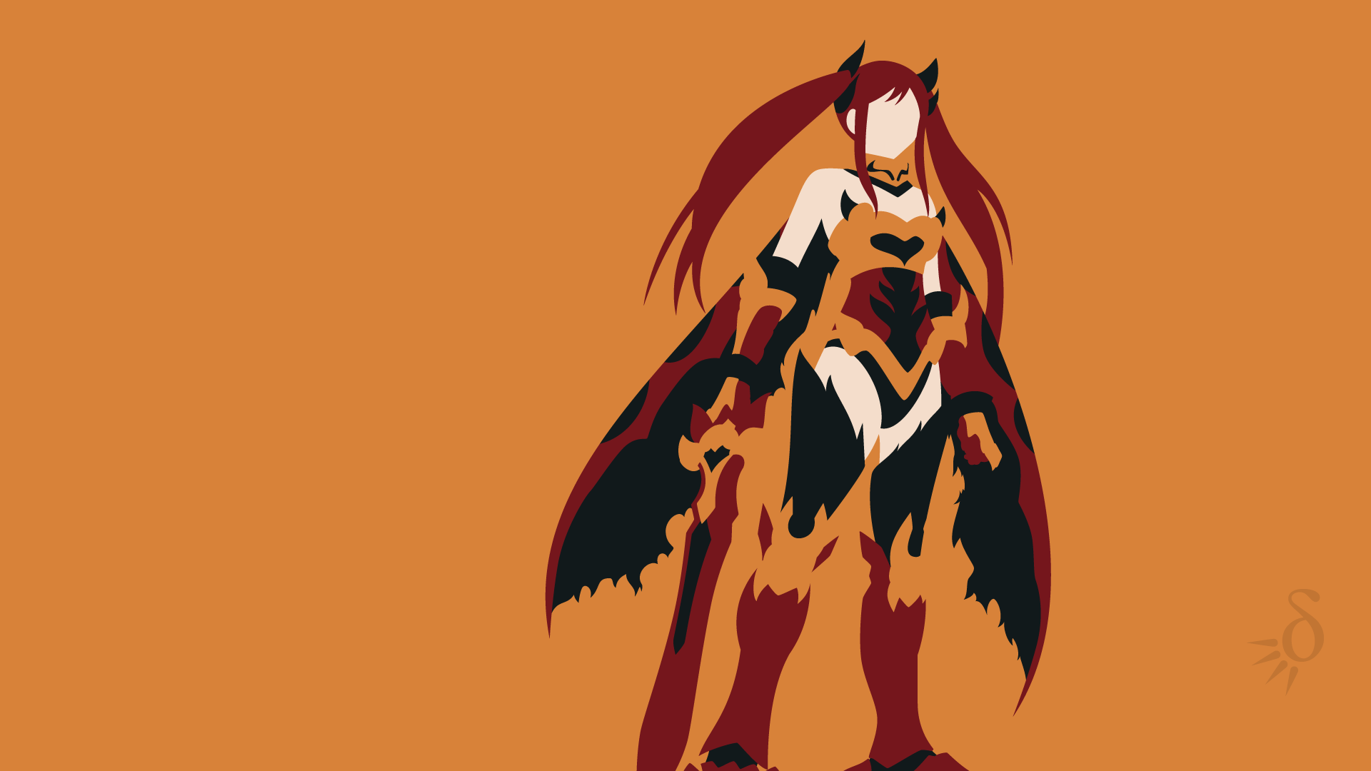 Anime 1920x1080 anime girls orange background anime simple background standing women with swords Scarlet Erza Fairy Tail