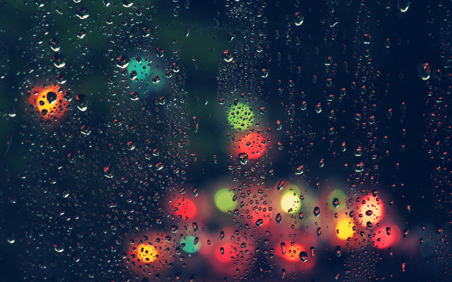 General 1920x1200 colorful rain water drops wet lights blurred depth of field window glass bokeh water on glass