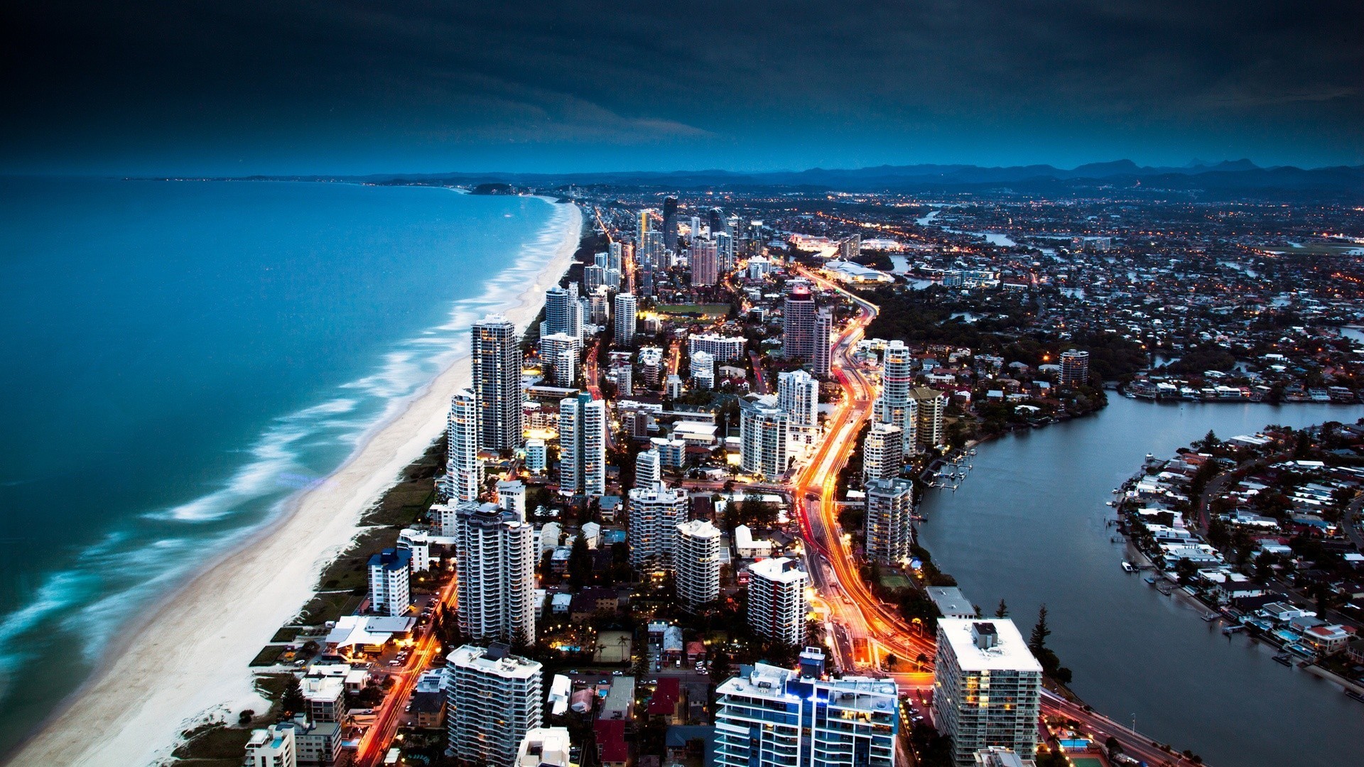 General 1920x1080 city cityscape sea aerial view coast Gold Coast Australia