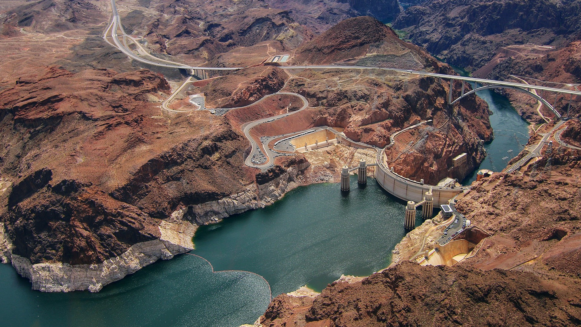 General 1920x1080 nature landscape road Hoover Dam Colorado River aerial view USA construction dam