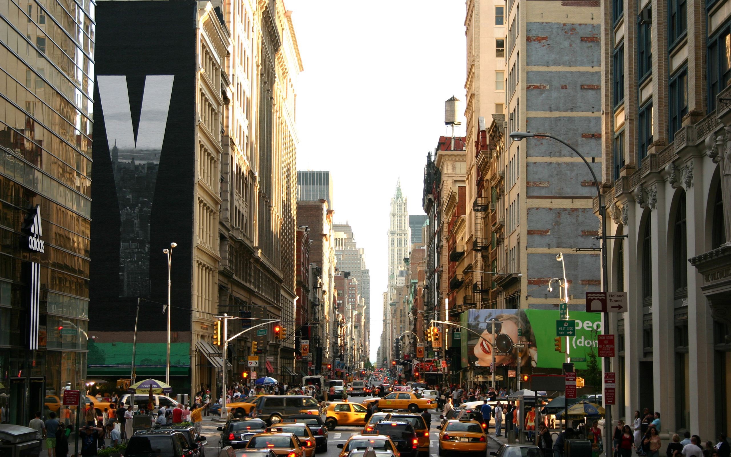 General 2560x1600 New York City cityscape traffic advertisements taxi city street USA