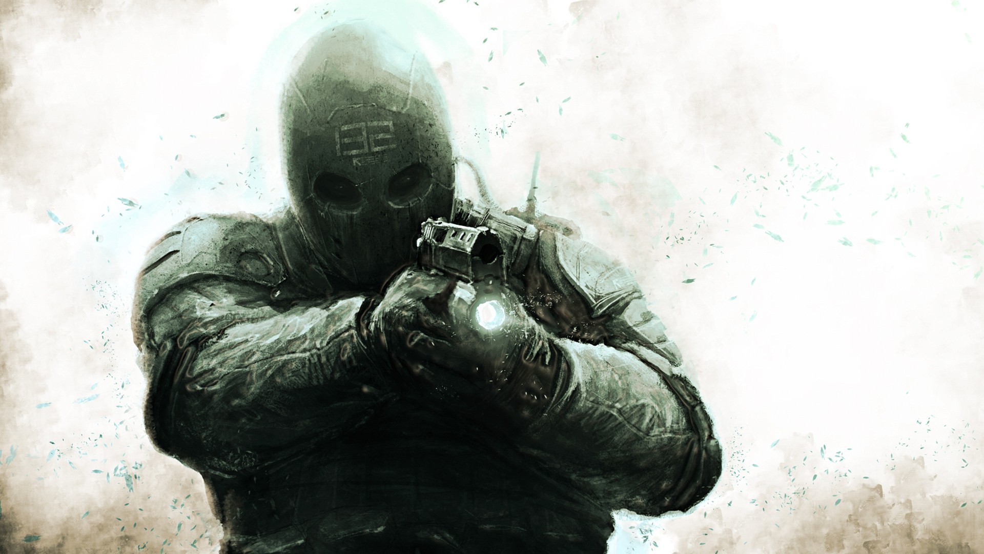 General 1920x1080 gun mask artwork aiming simple background white background weapon