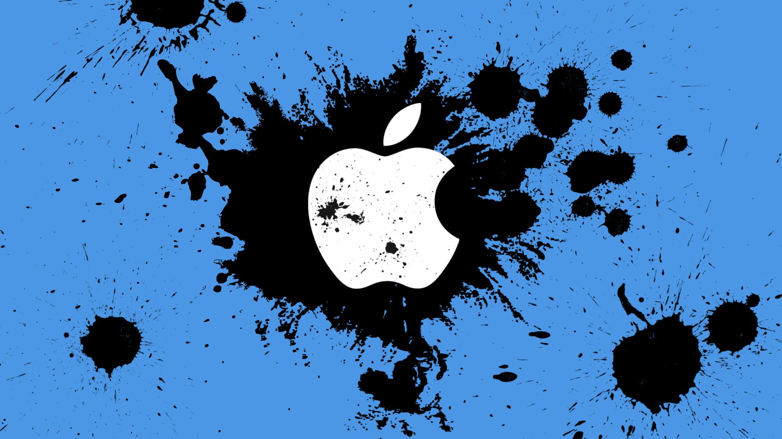 General 1600x900 paint splatter blue background Apple Inc. logo brand