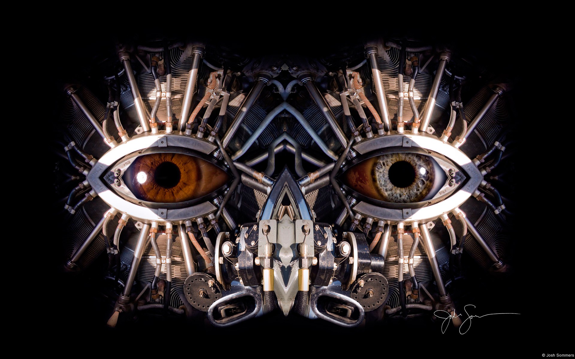 General 1920x1200 digital art eyes artwork metal