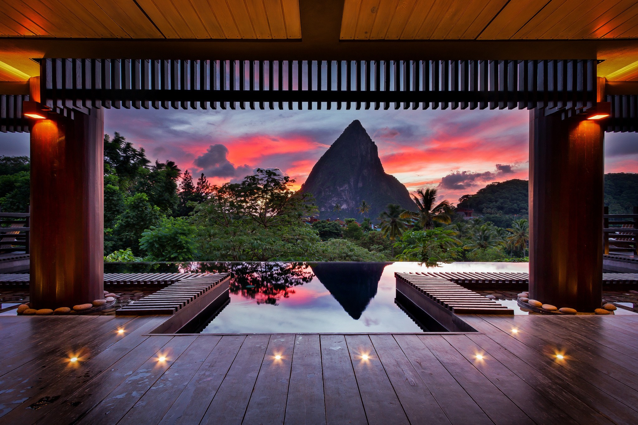 General 2048x1365 sunset hotel St. Lucia luxury sky mountains plants interior