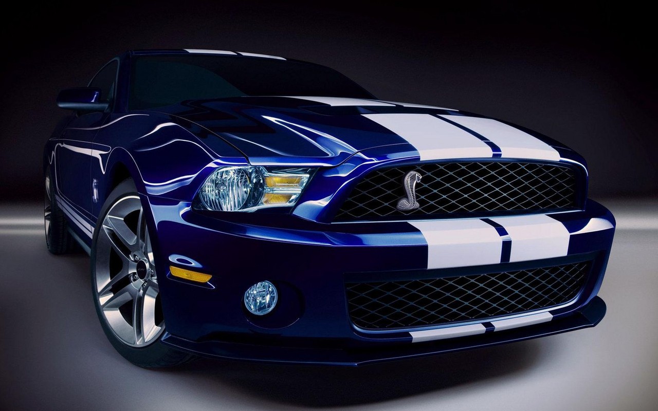 General 1280x800 car vehicle blue cars Ford Ford Mustang muscle cars American cars Ford Mustang Shelby Shelby racing stripes