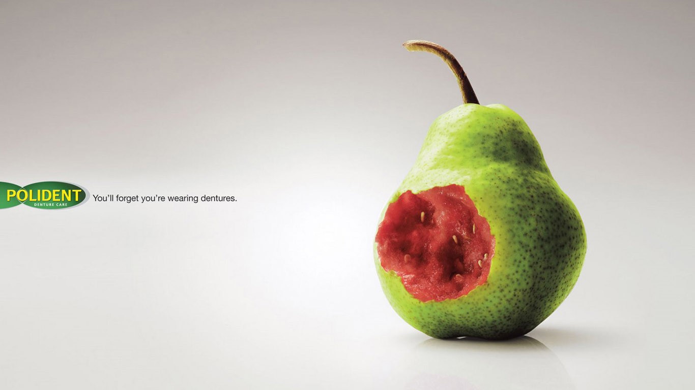 General 1366x768 artwork advertisements fruit watermelons pears