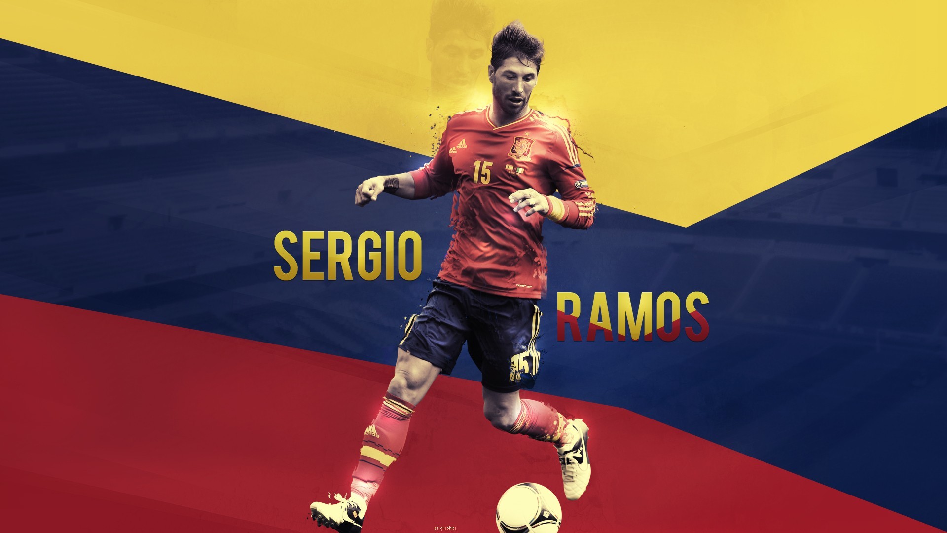 People 1920x1080 Sergio Ramos men soccer ball sport Spanish text digital art