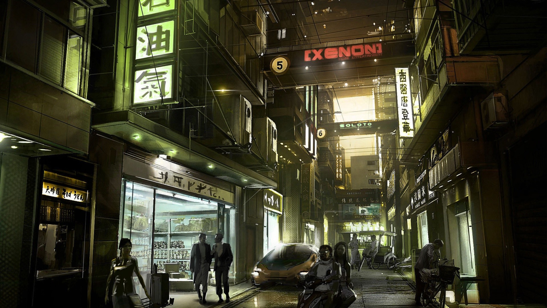 General 1920x1080 futuristic cyberpunk city Japan Asia futuristic city artwork science fiction urban street Deus Ex: Human Revolution PC gaming concept art video game art