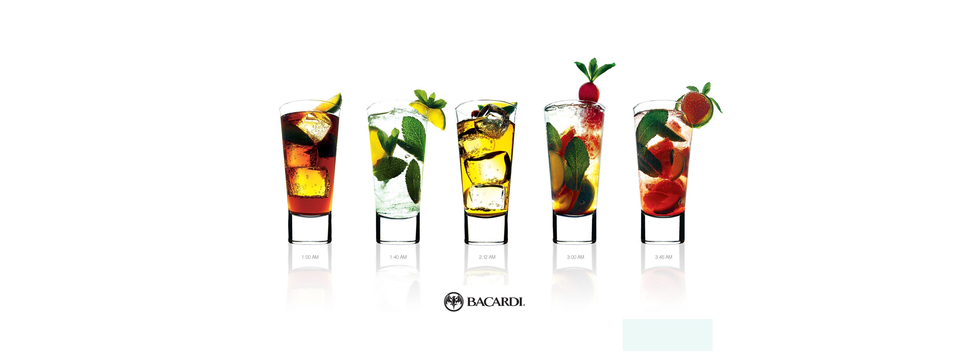 General 3200x1200 drink cocktails alcohol drinking glass simple background white background Bacardi
