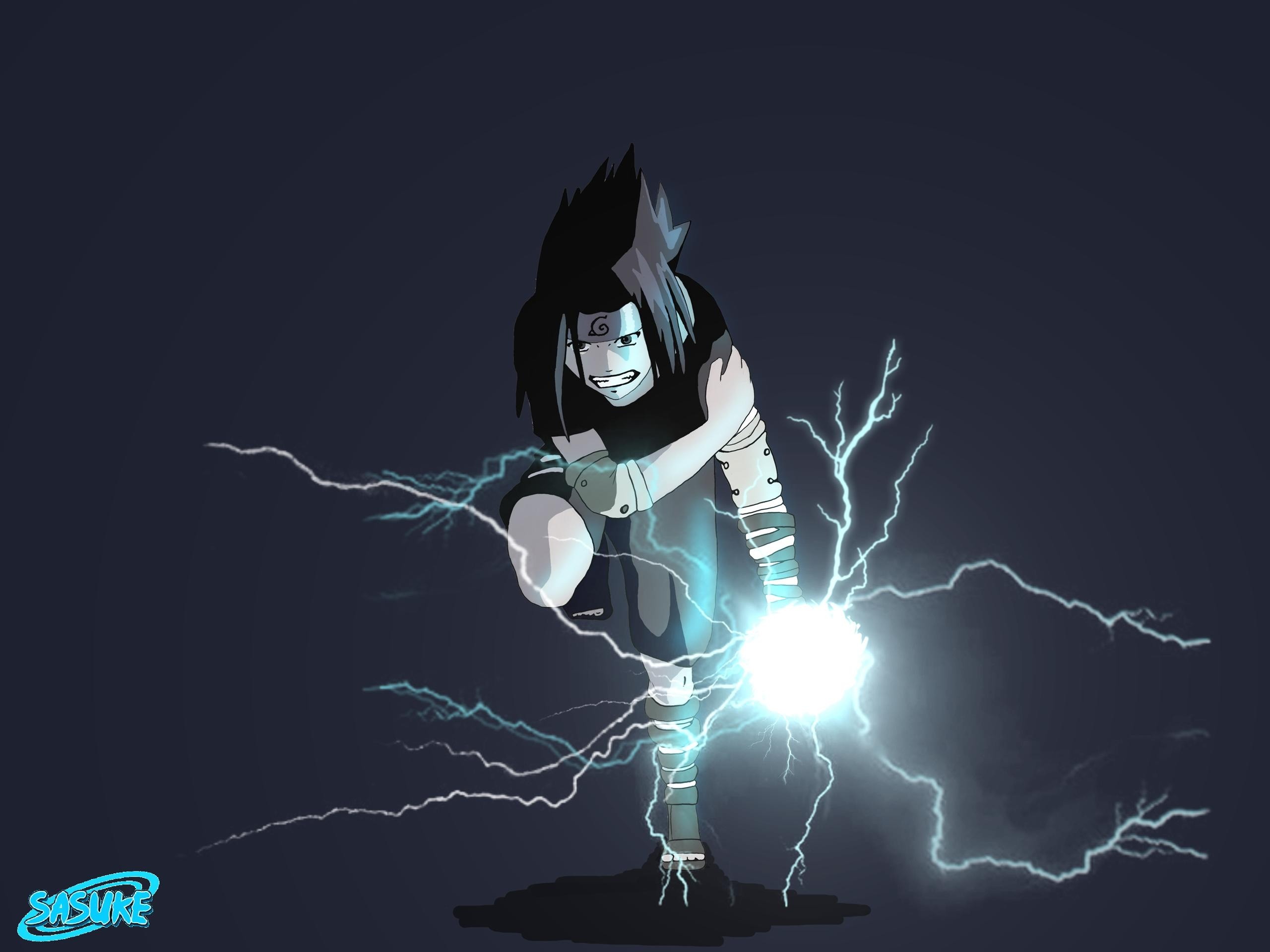 Anime 2560x1920 Uchiha Sasuke lightning Naruto (anime) anime anime boys simple background