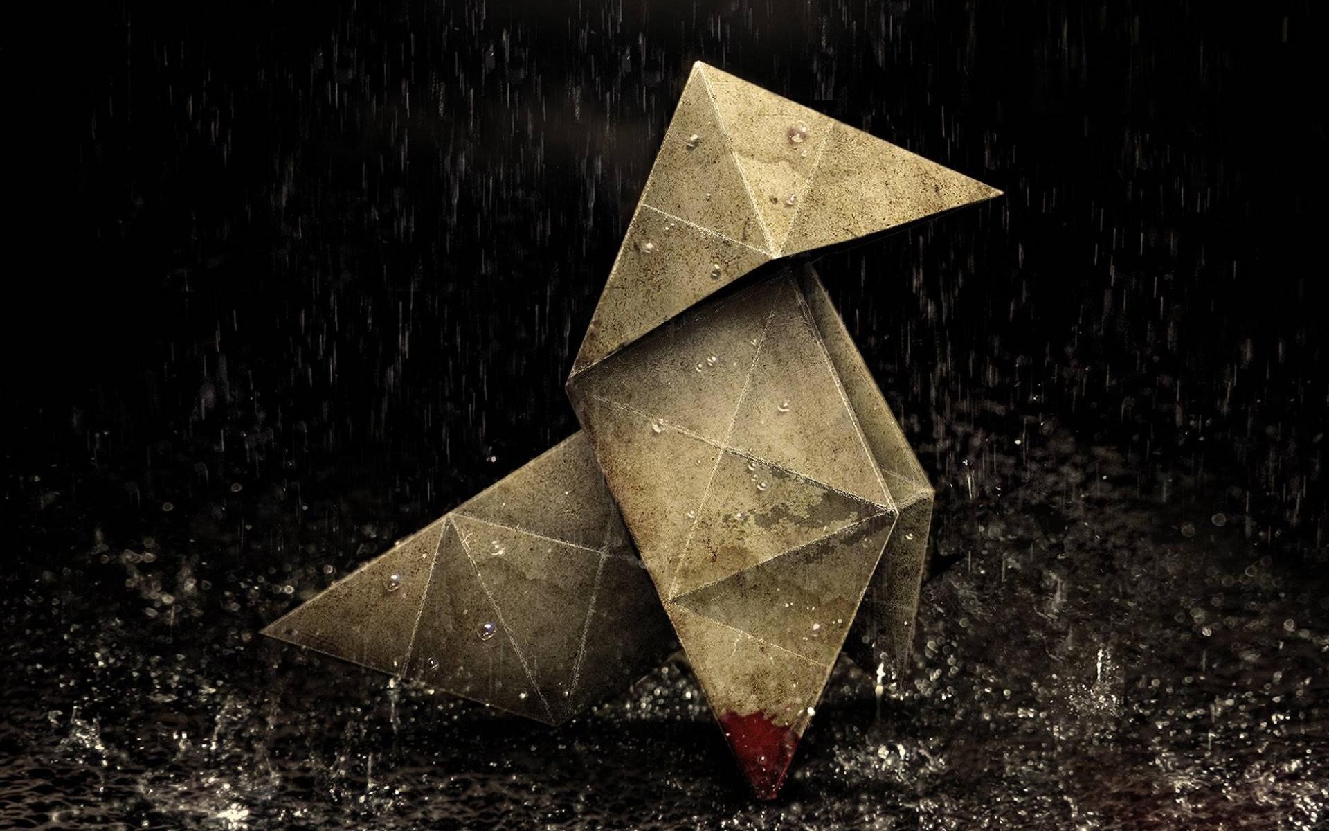 General 1920x1200 origami heavy rain video game art blood paper rain video games