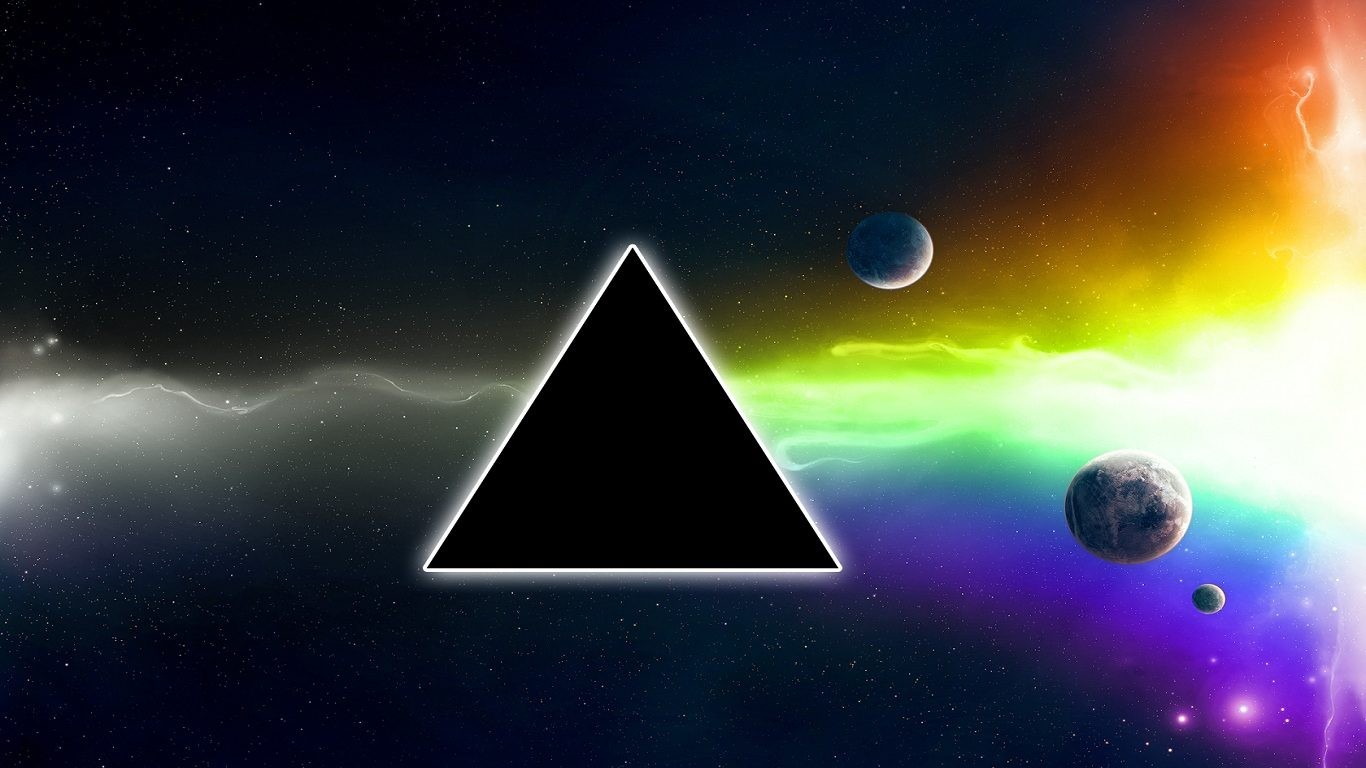 General 1366x768 The Dark Side of the Moon Pink Floyd triangle space music space art