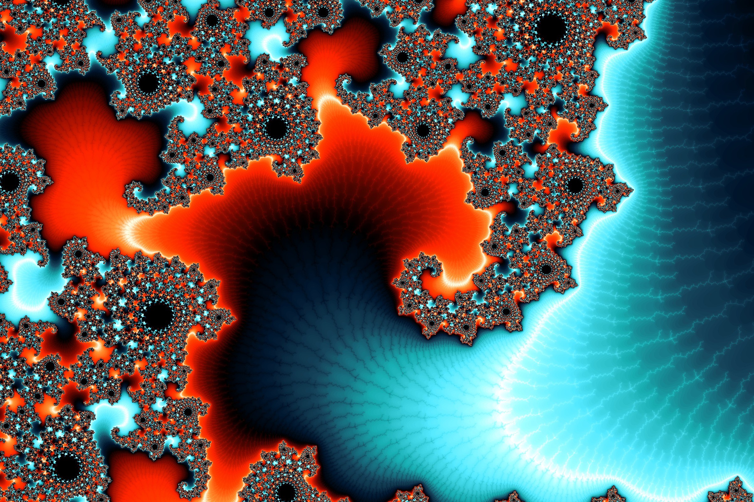 General 2407x1604 fractal abstract CGI shapes red cyan