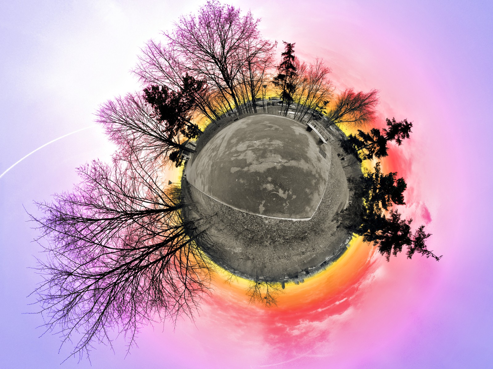 General 1600x1200 panoramic sphere sunset trees