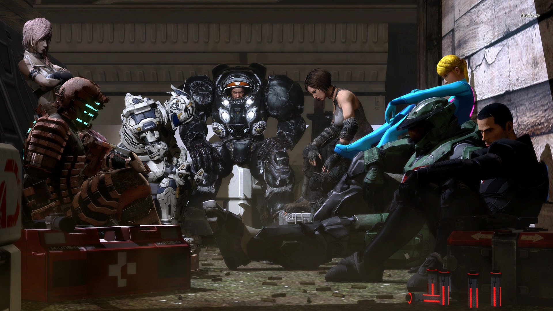 General 1920x1080 video games fan art Mass Effect collage bodysuit Dead Space Halo (game) Samus Aran Metroid Jim Raynor Commander Shepard digital art artwork CGI Video Game Heroes video game art Zero Suit Samus Isaac Clarke video game crossover Master Chief (Halo) video game characters