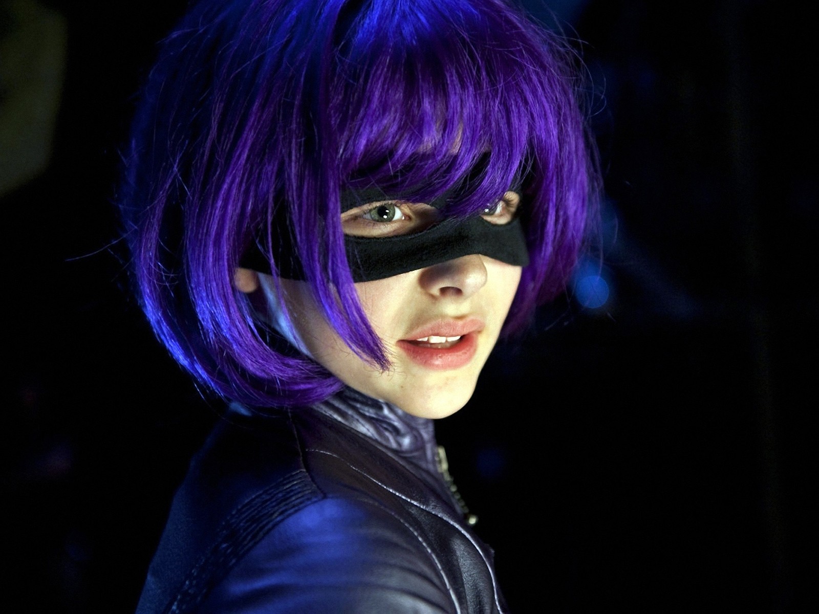 People 1600x1200 women actress Kick-Ass Chloë Grace Moretz children celebrity purple hair film stills face mask