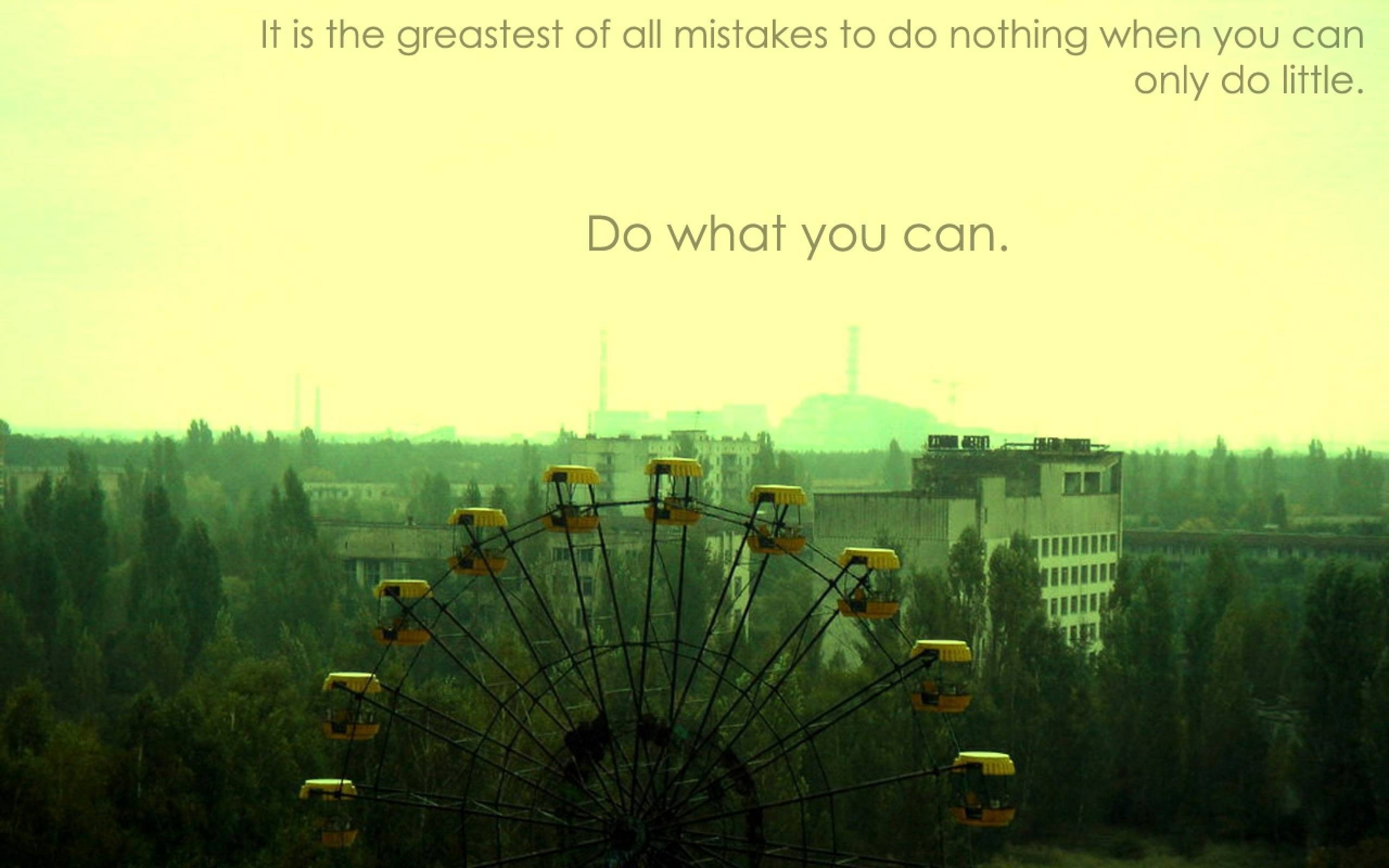 General 2560x1600 Chernobyl quote ferris wheel Pripyat abandoned ruins Ukraine digital art photo manipulation