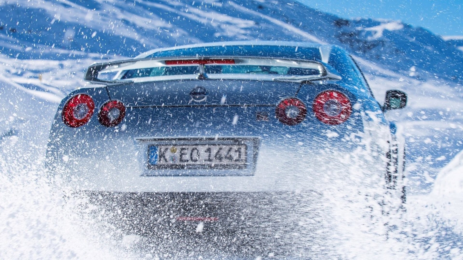 General 1920x1080 Nissan Nissan GT-R winter car snow blue vehicle numbers outdoors
