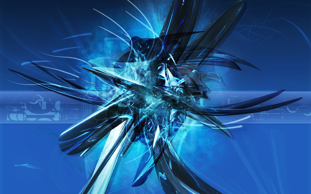 General 1280x800 abstract blue background digital art cyan swirls shapes CGI