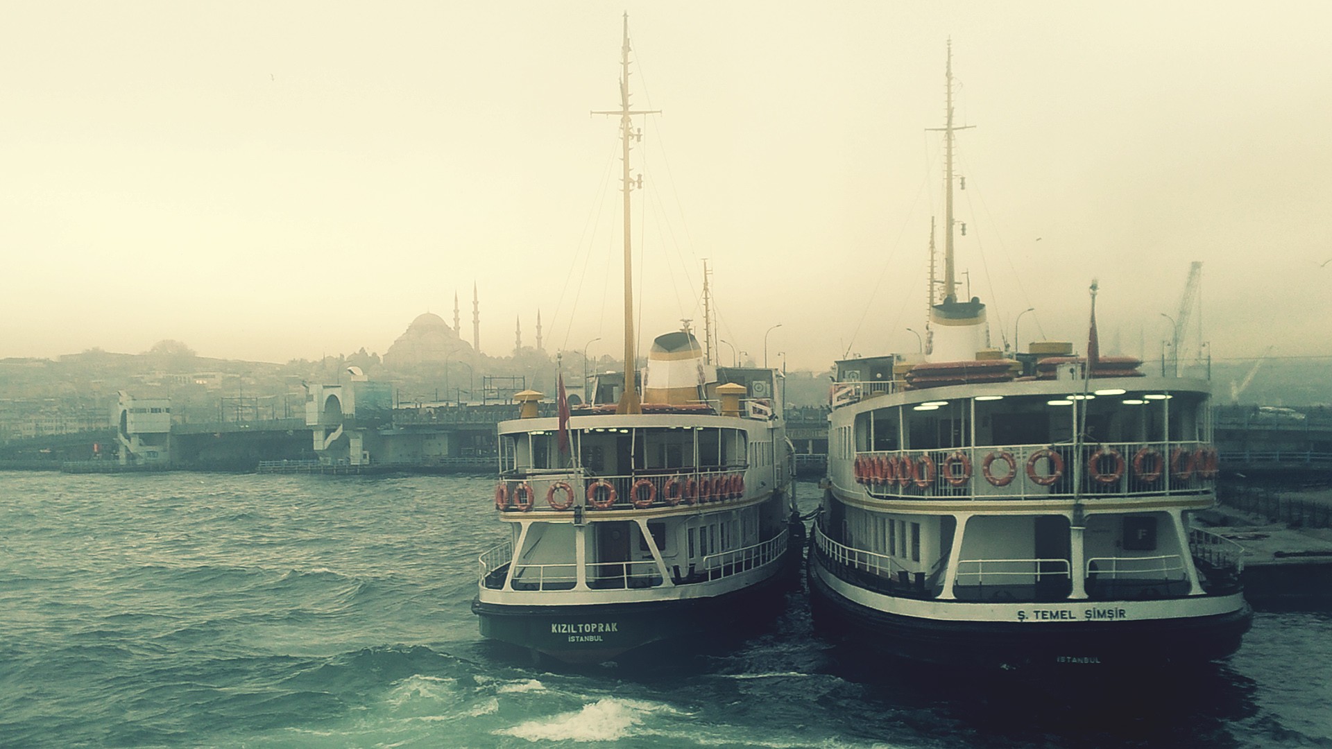 General 1920x1080 boat sea city Istanbul mosque ship mist ports steamship vehicle water