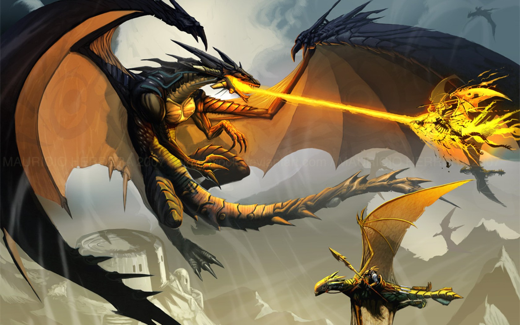 General 1680x1050 artwork dragon fantasy art creature fire