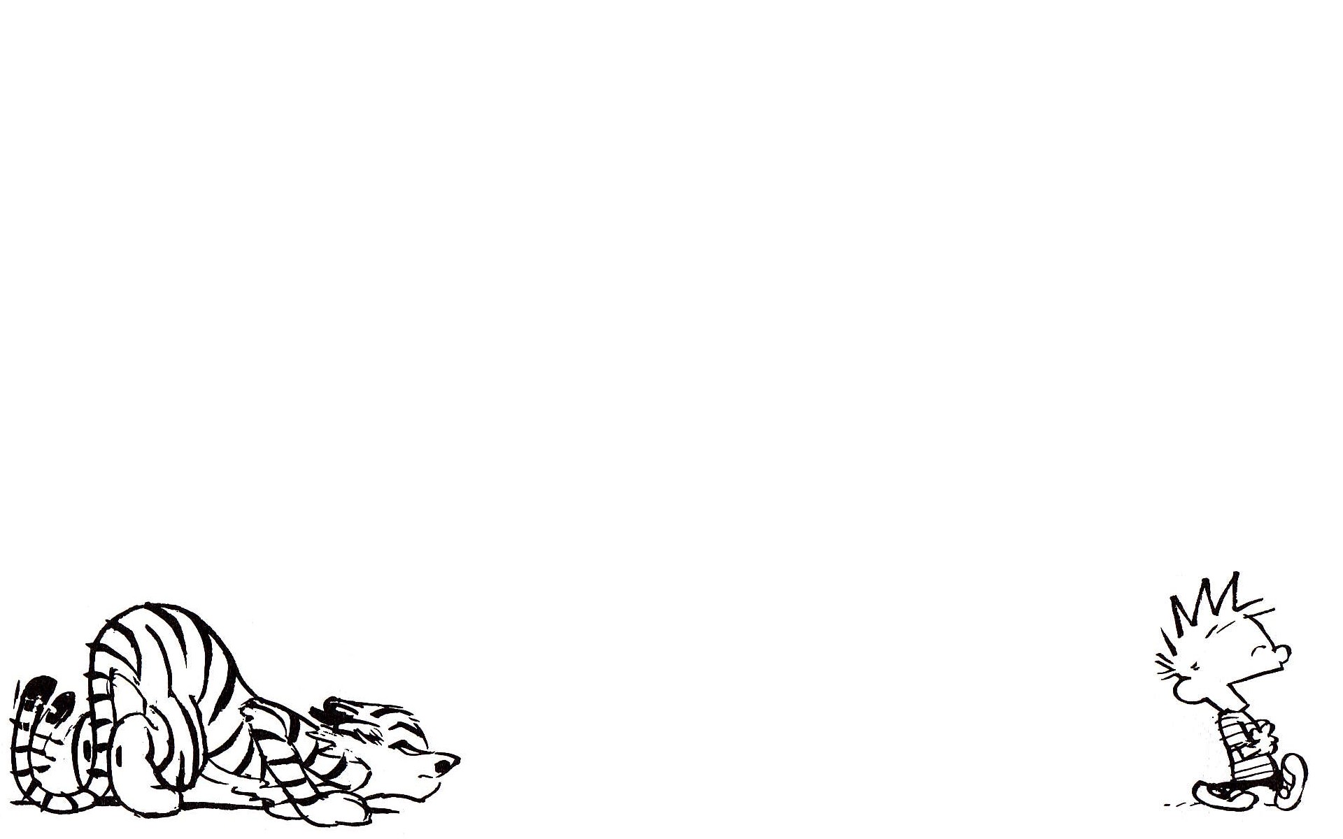 General 1920x1200 Calvin and Hobbes cartoon monochrome simple background