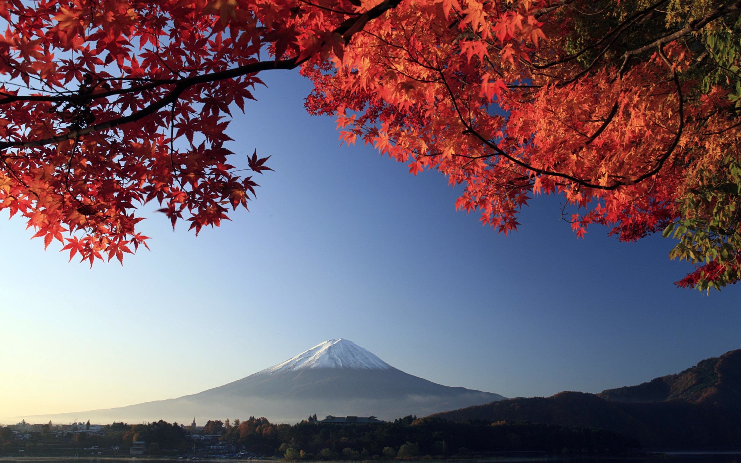 General 2457x1536 Mount Fuji Japan fall leaves mountains volcano Asia