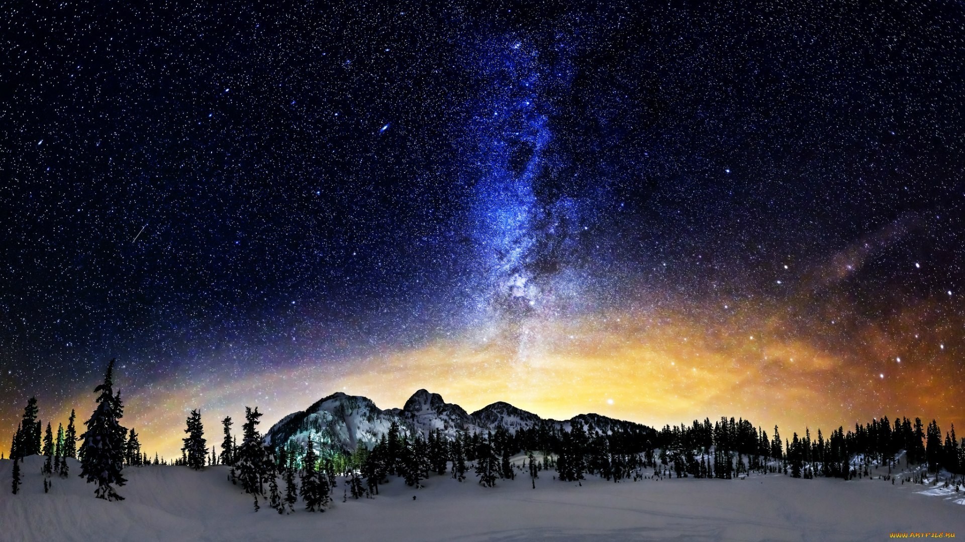 General 1920x1080 space art space sky mountains winter digital art nature starry night nordic landscapes cold ice snow outdoors