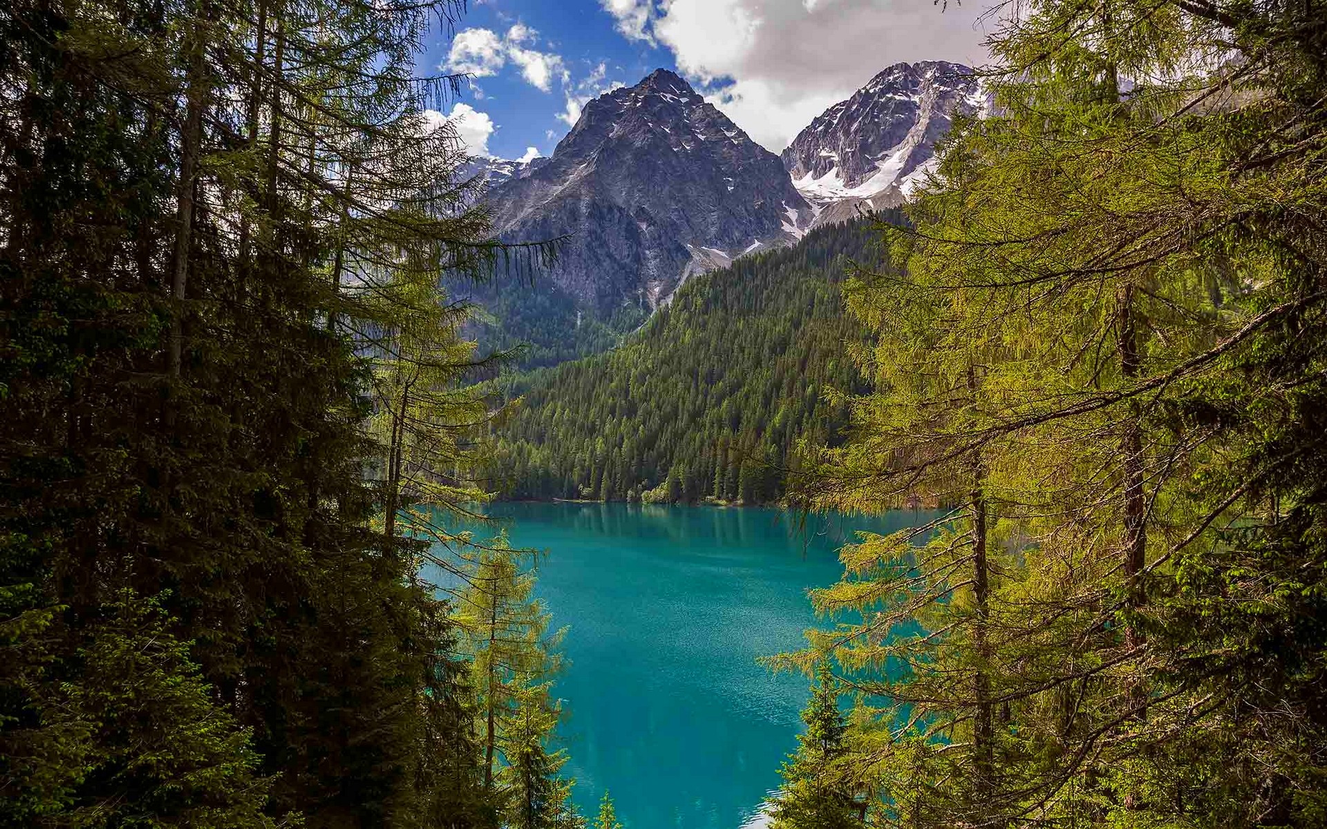 General 1920x1200 landscape nature lake Italy forest mountains clouds Alps trees turquoise water green summer