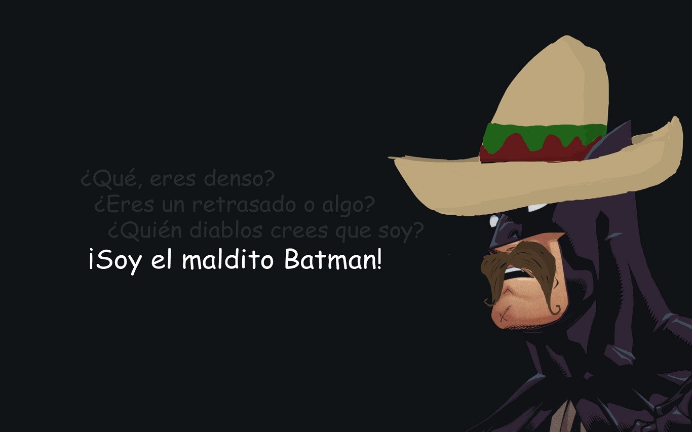 General 1366x853 Spanish Batman humor simple background hat moustache superhero