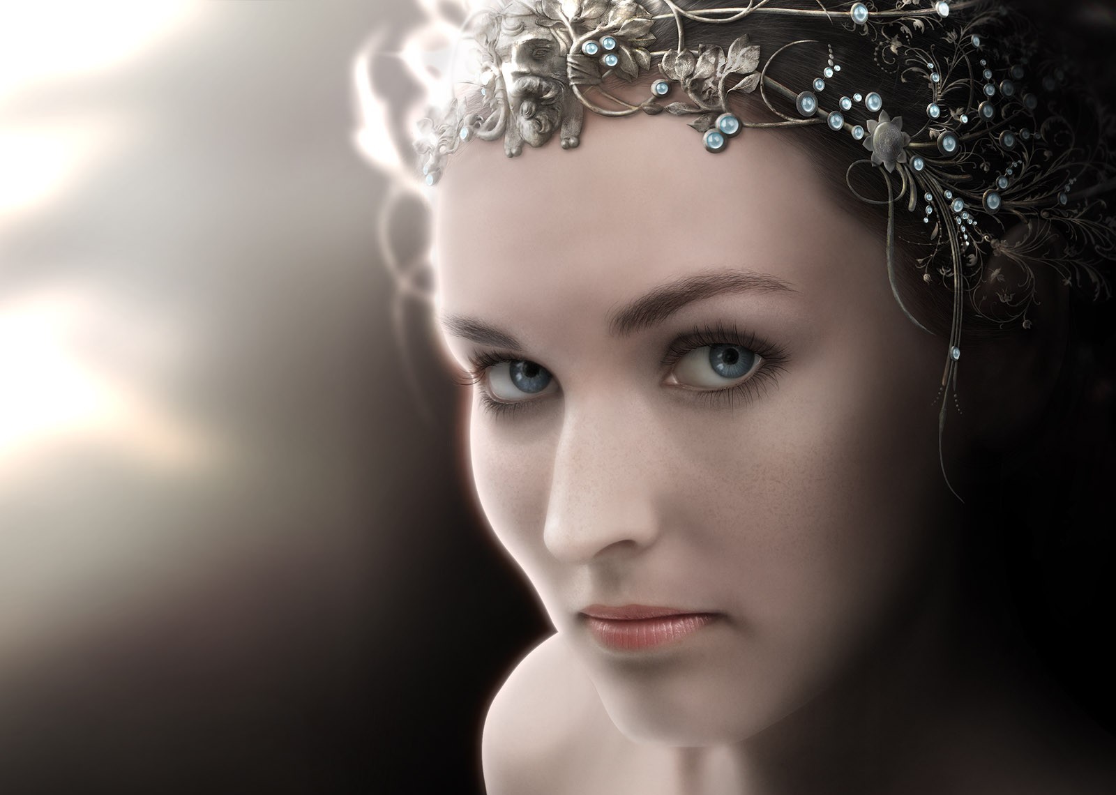 General 1600x1140 CGI fantasy art face crown digital art women looking at viewer