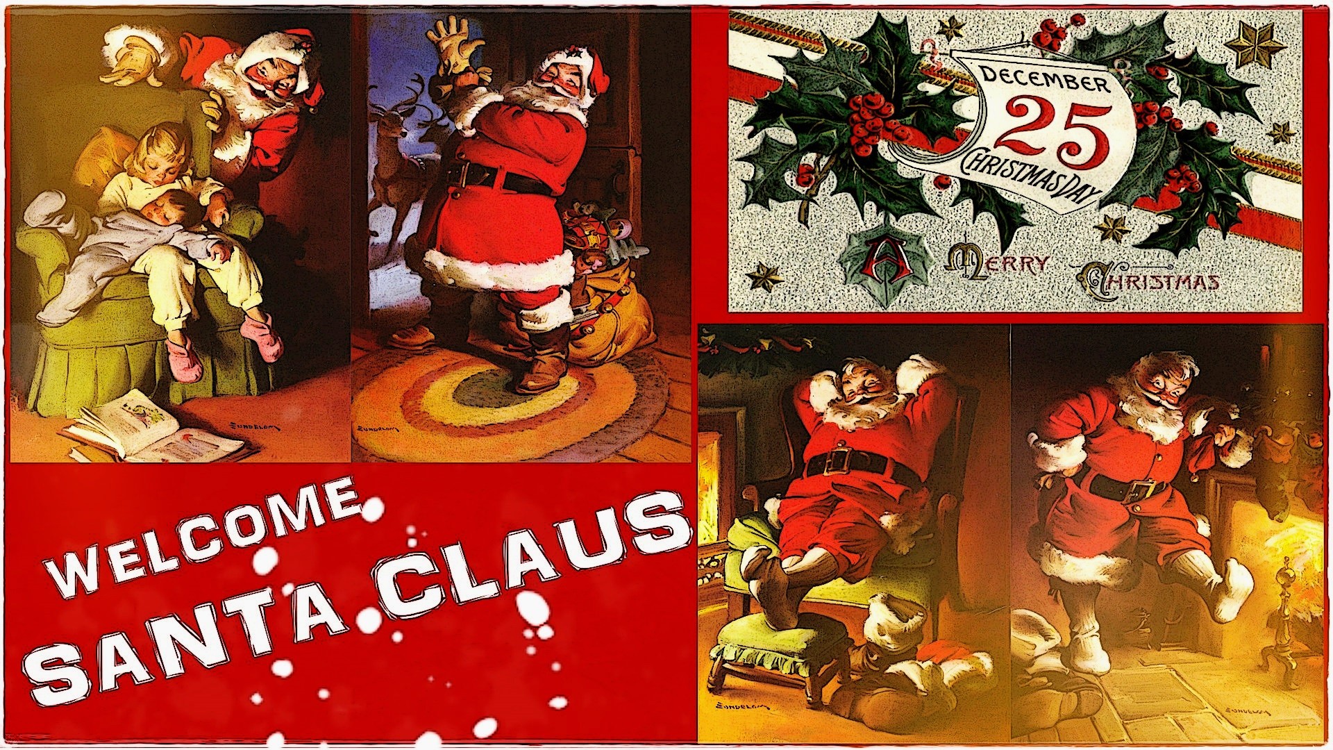 General 1920x1080 Santa Claus Christmas holiday collage numbers